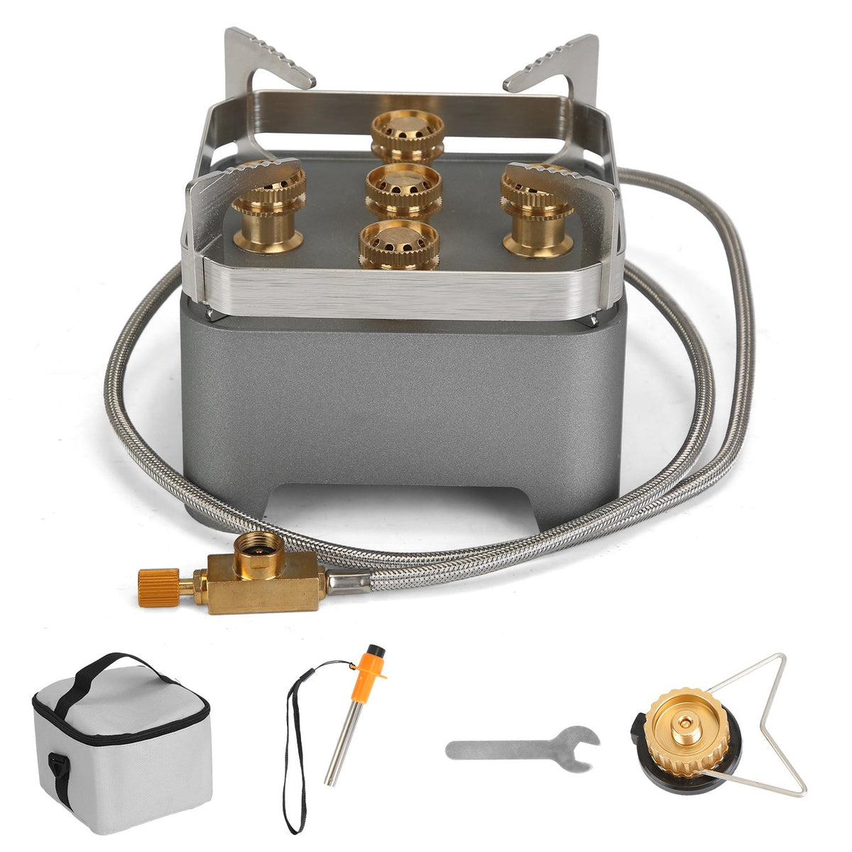 12,000W Portable Camping Stove – Windproof Multi-Fuel Backpacking Burner with Carry Bag