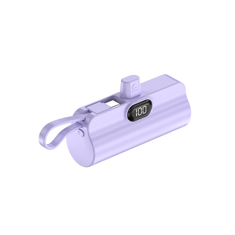 Portable Capsule Power Bank With Built In Cable Fast Charging 10000mAh