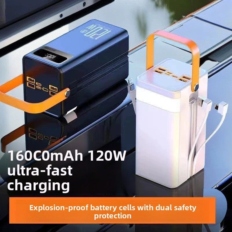 High Capacity 200000mAh Power Bank With Built In Cable 120W Fast Charge