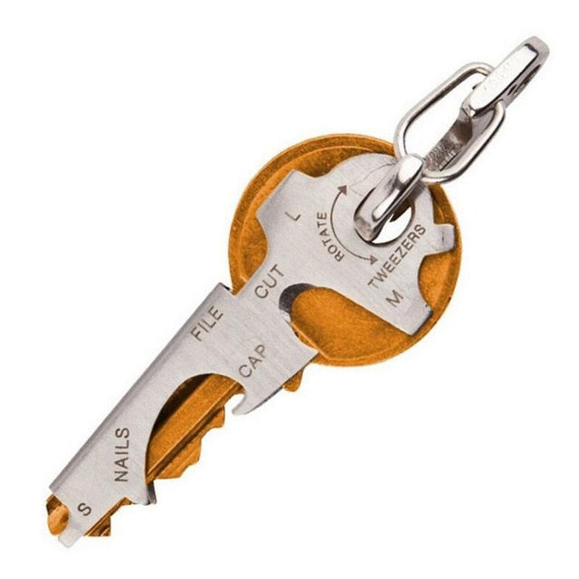 8 in 1 Multi Tool Stainless Steel Keychain EDC Survival Screwdriver Bottle Cap