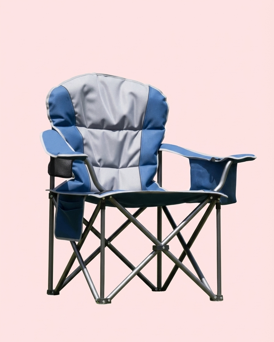 Heavy-Duty Folding Camping Chair – 500 lb Capacity with Cooler Bag & Cup Holder