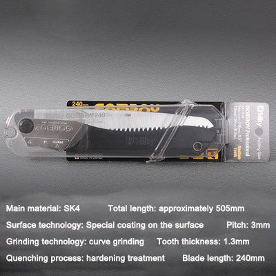 9.5" SK4 Steel Folding Pruning Saw – 19.9" Outdoor Wood & Branch Hand Saw