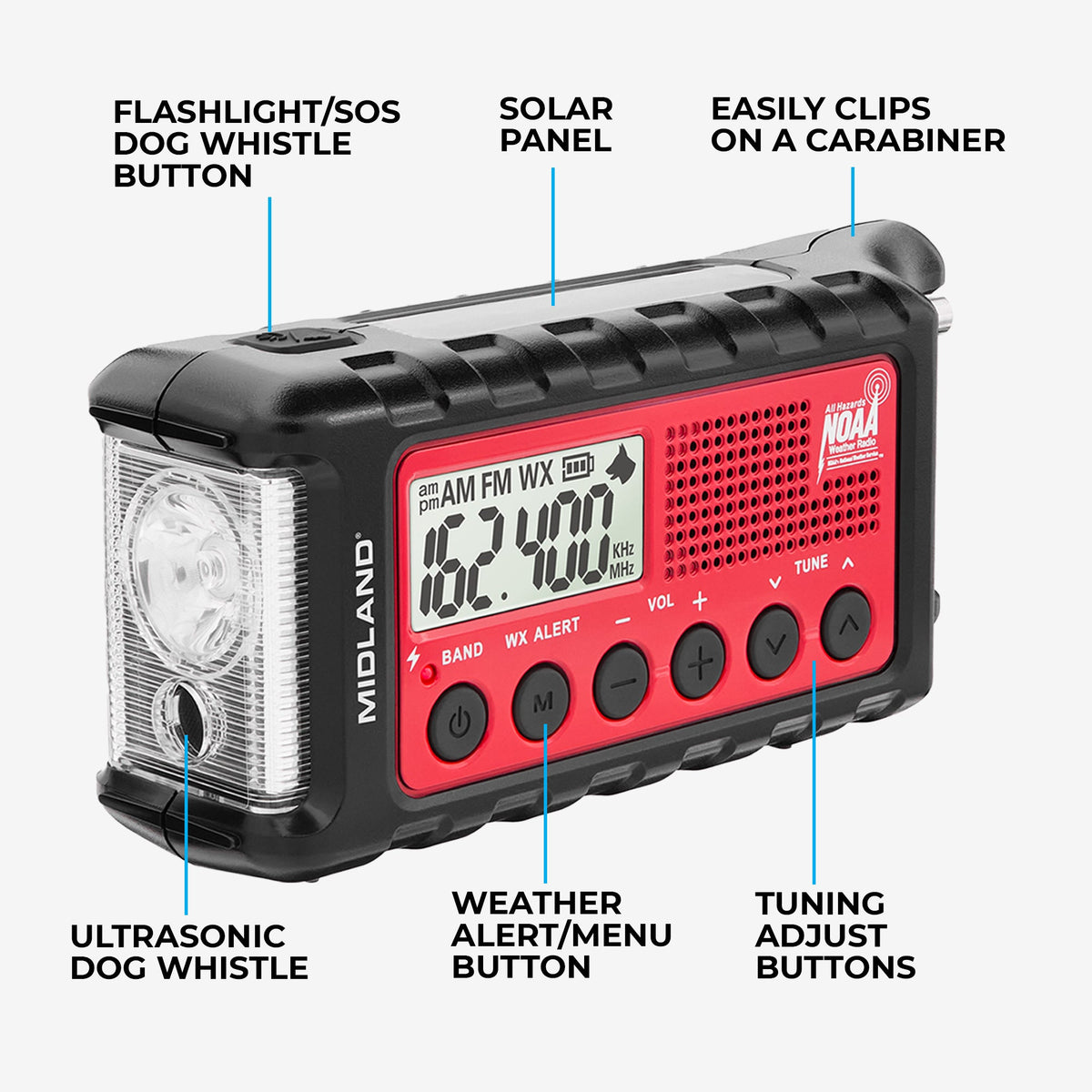 Midland ER310 Portable Emergency Weather Radio – Hand Crank, Solar & Rechargeable