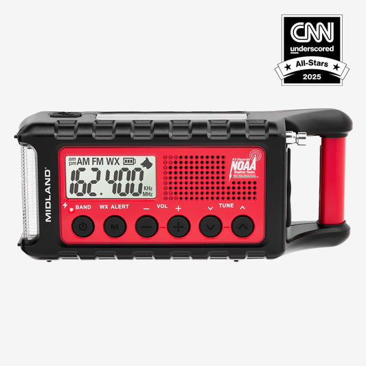 Midland ER310 Portable Emergency Weather Radio – Hand Crank, Solar & Rechargeable