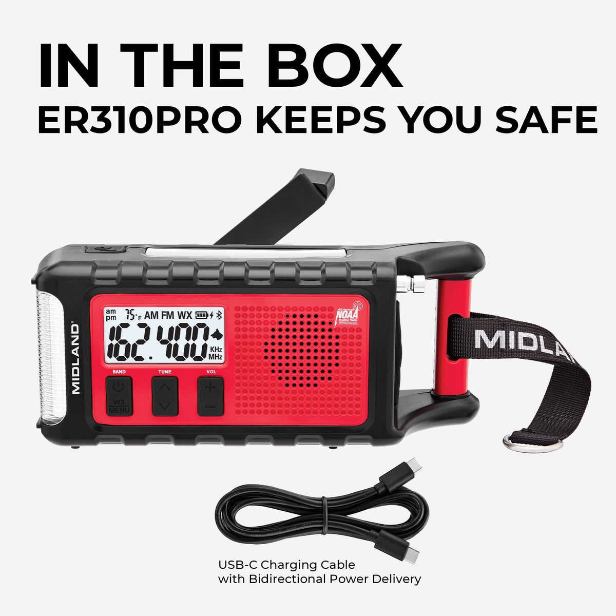 MIDLAND ER310PRO Emergency Crank Radio with Power Bank