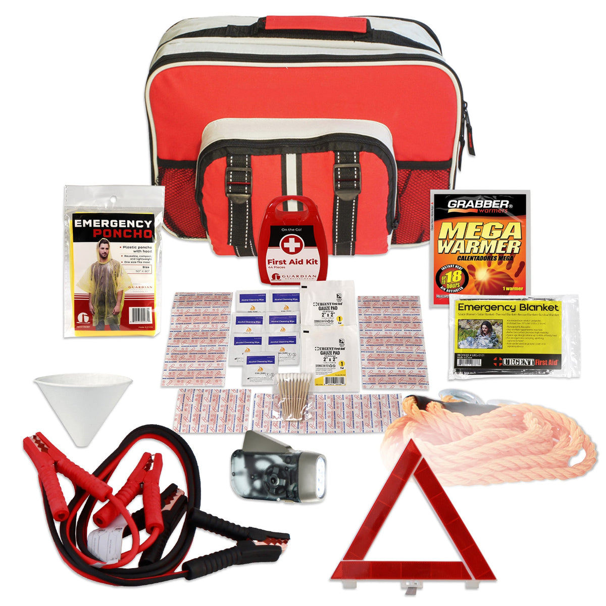 Vehicle Emergency Roadside Survival Kit – 3 Preparedness Levels with First Aid & Safety Gear