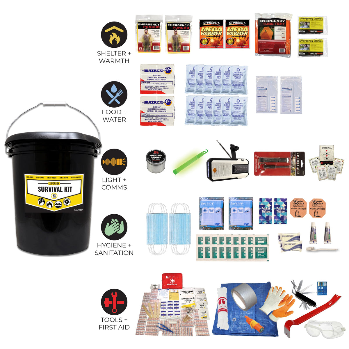 Quake Kits Office Emergency Bucket Kit – Workplace Survival & Shelter-in-Place Supplies