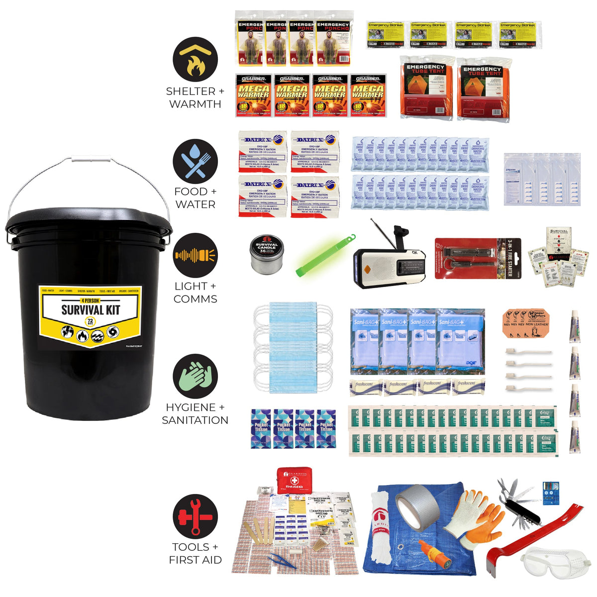 Quake Kits Office Emergency Bucket Kit – Workplace Survival & Shelter-in-Place Supplies