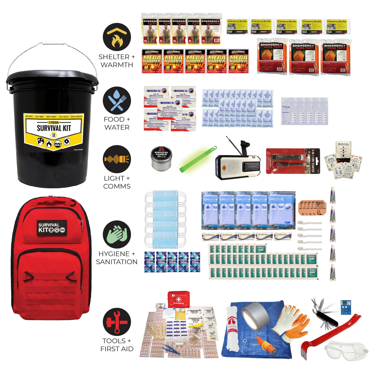 Quake Kits Office Emergency Bucket Kit – Workplace Survival & Shelter-in-Place Supplies
