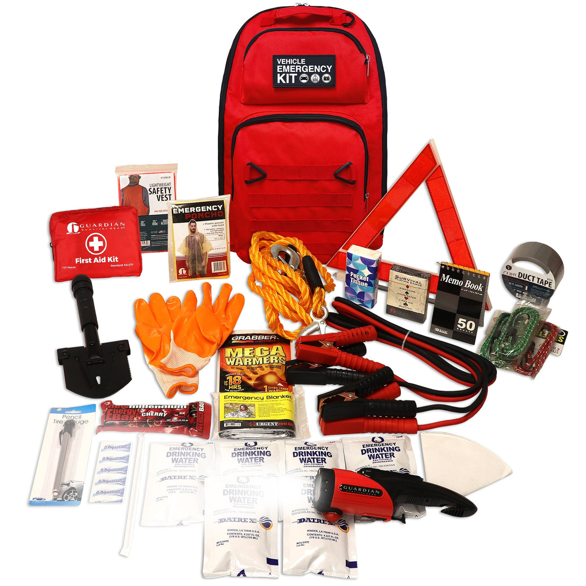 Vehicle Emergency Roadside Survival Kit – 3 Preparedness Levels with First Aid & Safety Gear