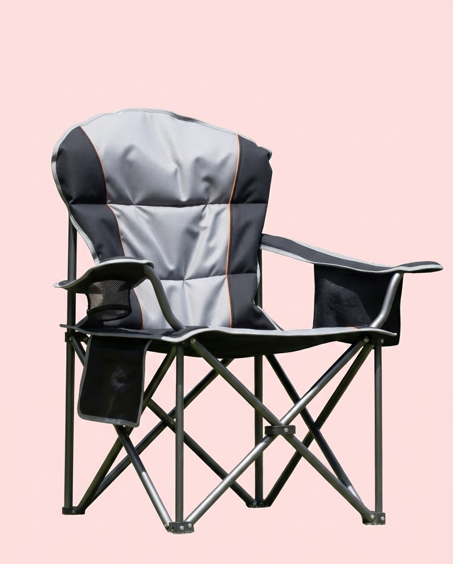 Heavy-Duty Folding Camping Chair – 500 lb Capacity with Cooler Bag & Cup Holder