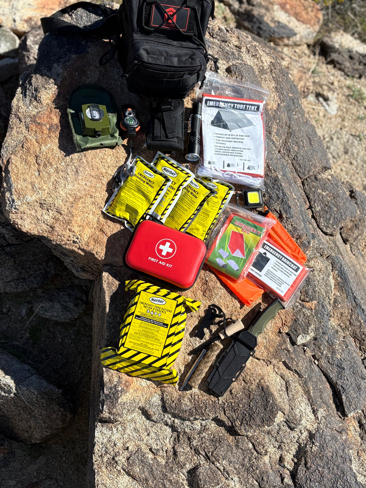 30+ Piece Compact Emergency Survival Go-Bag Kit – 7 lb Trail & Bug-Out Gear
