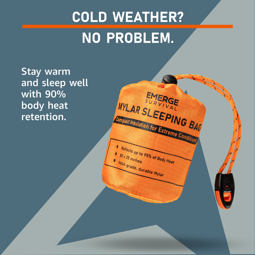 Emergency Thermal Bivy Sleeping Bag Kit with Whistle & Paracord – Compact Survival Shelter