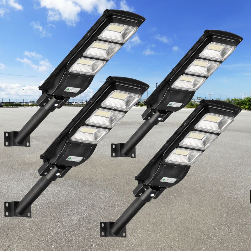 4-Pack 90W Solar Parking Lot Lights – 9,000LM Dusk-to-Dawn LED Lights with Motion Sensor