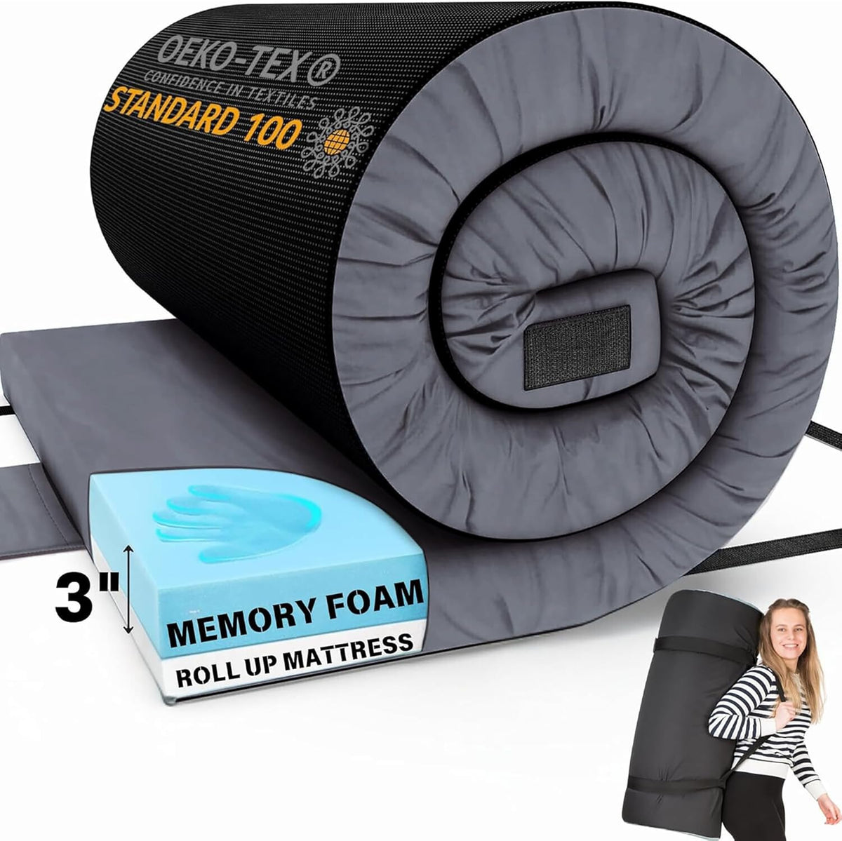 4-Inch Memory Foam Camping Mattress – Folding Waterproof Sleeping Pad