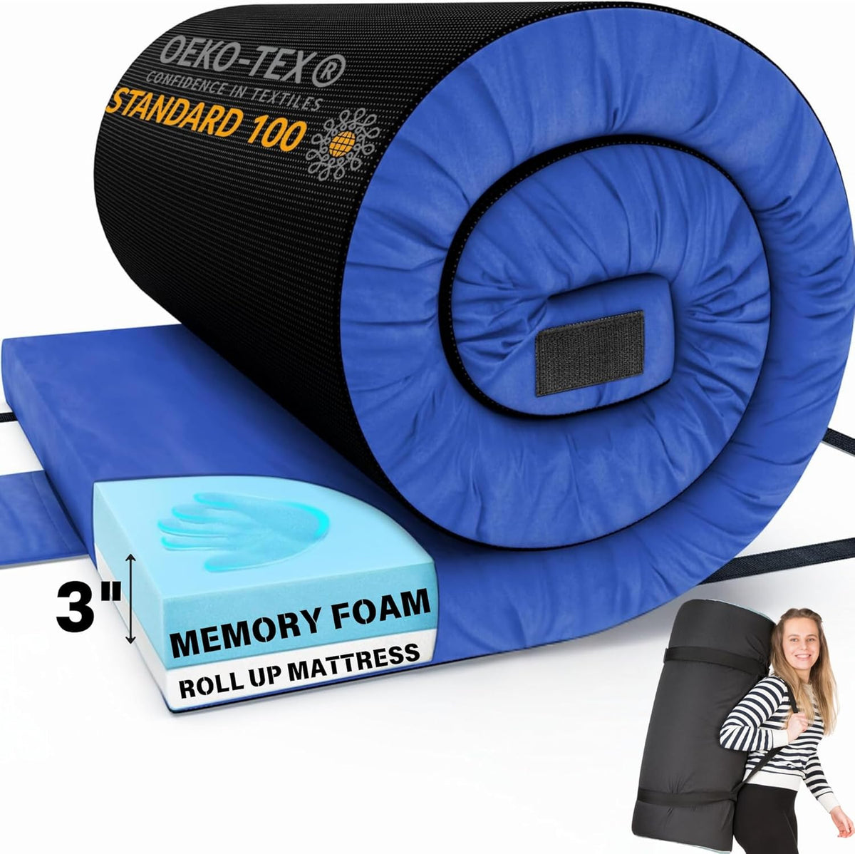 4-Inch Memory Foam Camping Mattress – Folding Waterproof Sleeping Pad