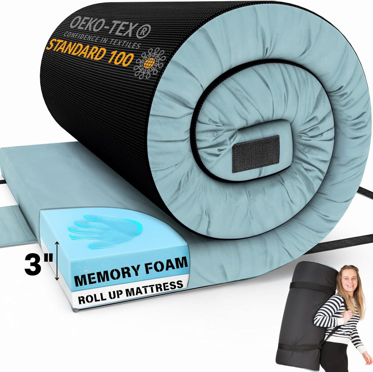 4-Inch Memory Foam Camping Mattress – Folding Waterproof Sleeping Pad