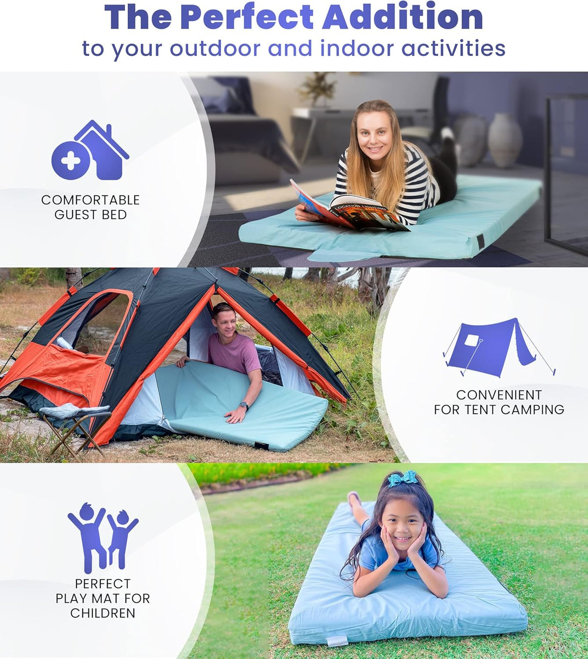 4-Inch Memory Foam Camping Mattress – Folding Waterproof Sleeping Pad