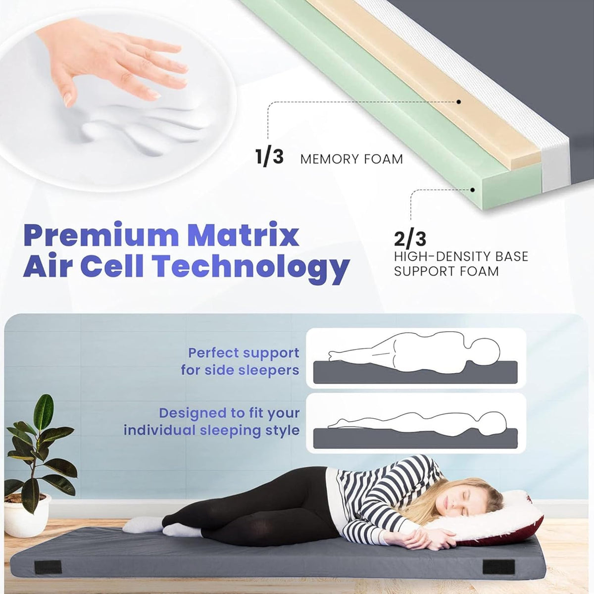 4-Inch Memory Foam Camping Mattress – Folding Waterproof Sleeping Pad