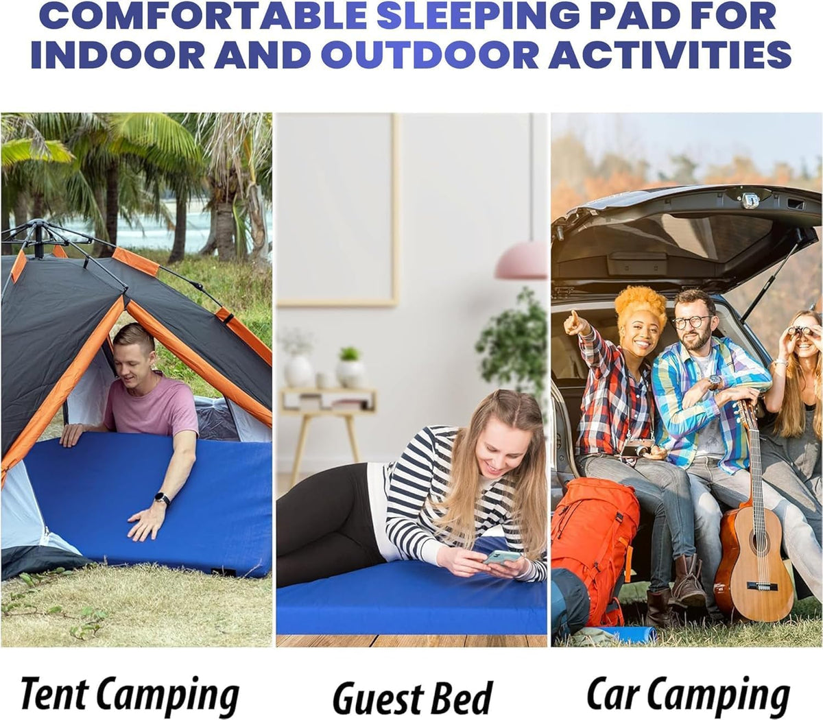 4-Inch Memory Foam Camping Mattress – Folding Waterproof Sleeping Pad