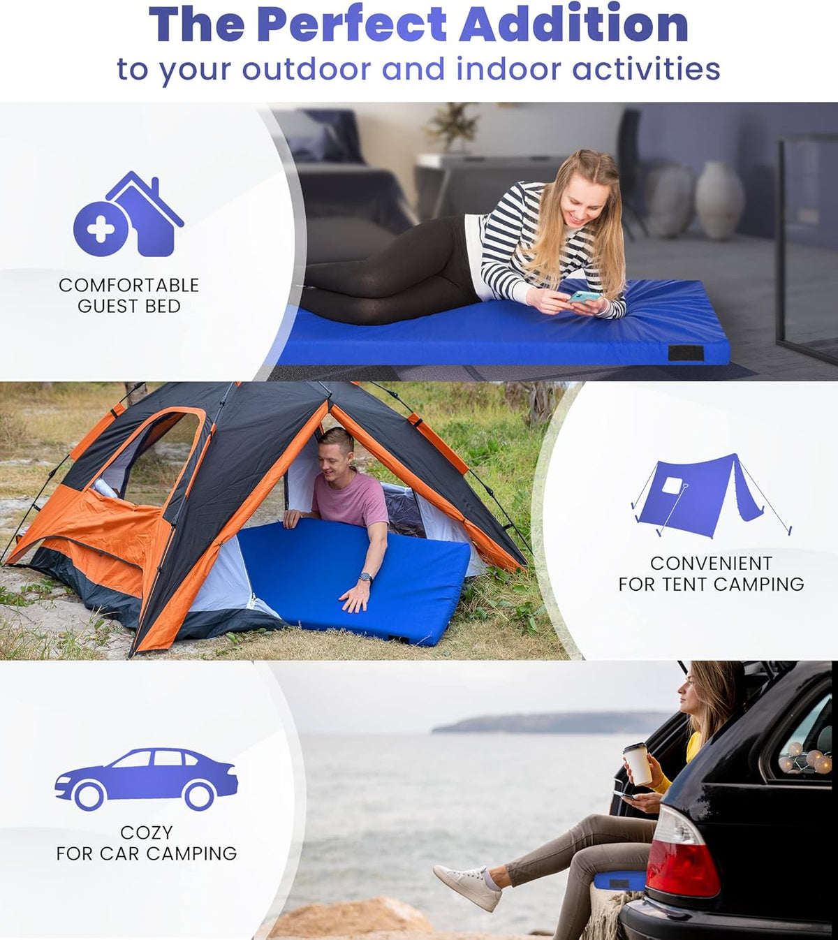 4-Inch Memory Foam Camping Mattress – Folding Waterproof Sleeping Pad