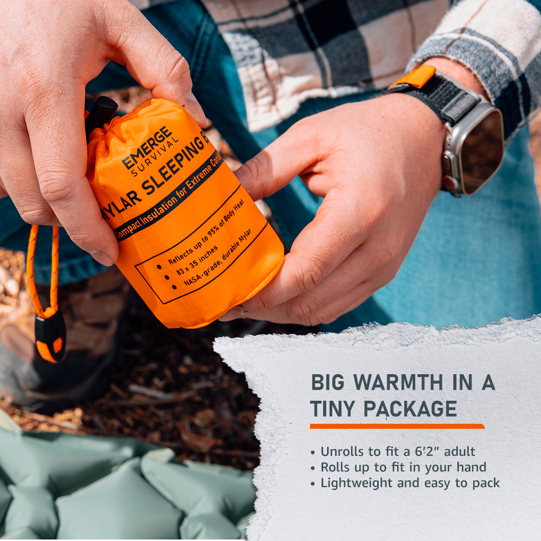 Emergency Thermal Bivy Sleeping Bag Kit with Whistle & Paracord – Compact Survival Shelter