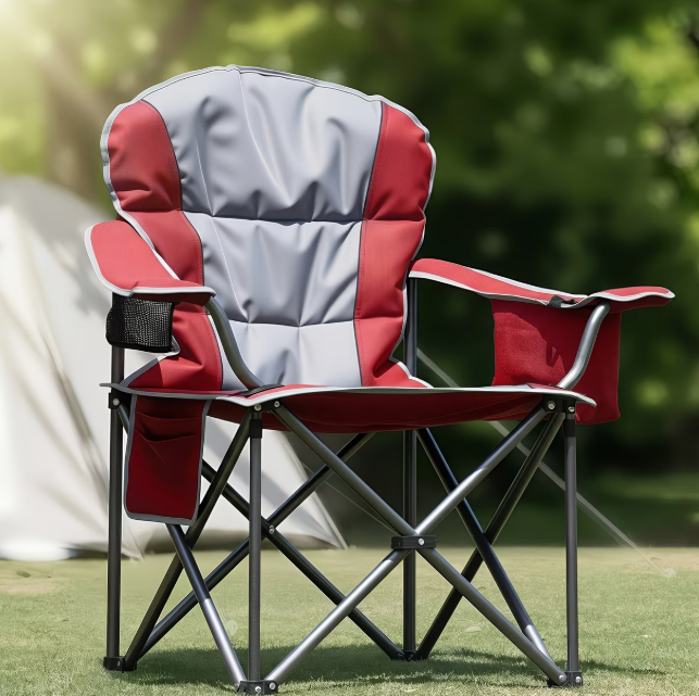 Heavy-Duty Folding Camping Chair – 500 lb Capacity with Cooler Bag & Cup Holder