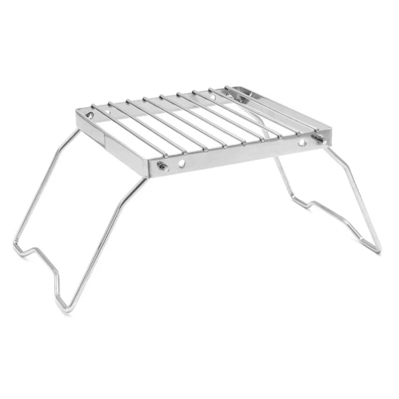 Compact Camping Stove Grill Rack & Burner – Portable Stainless Steel Outdoor Cooking Stand