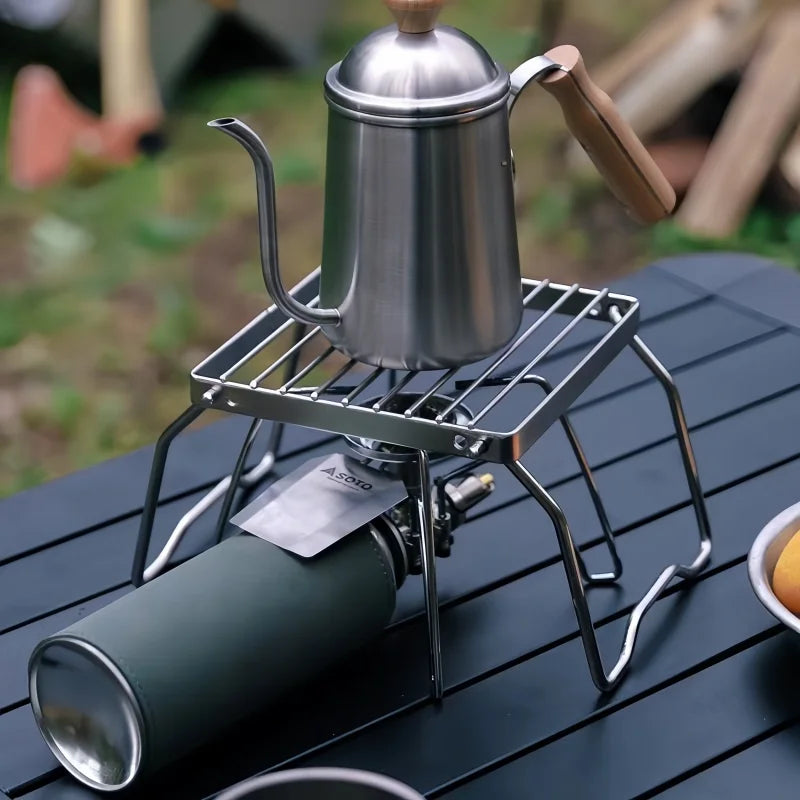 Compact Camping Stove Grill Rack & Burner – Portable Stainless Steel Outdoor Cooking Stand