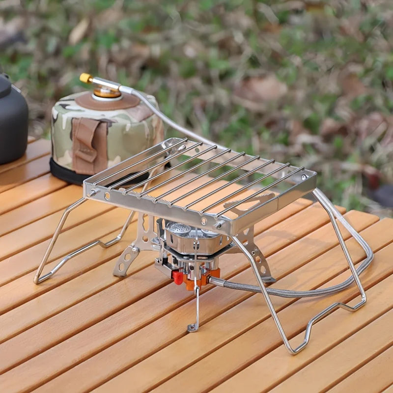 Compact Camping Stove Grill Rack & Burner – Portable Stainless Steel Outdoor Cooking Stand