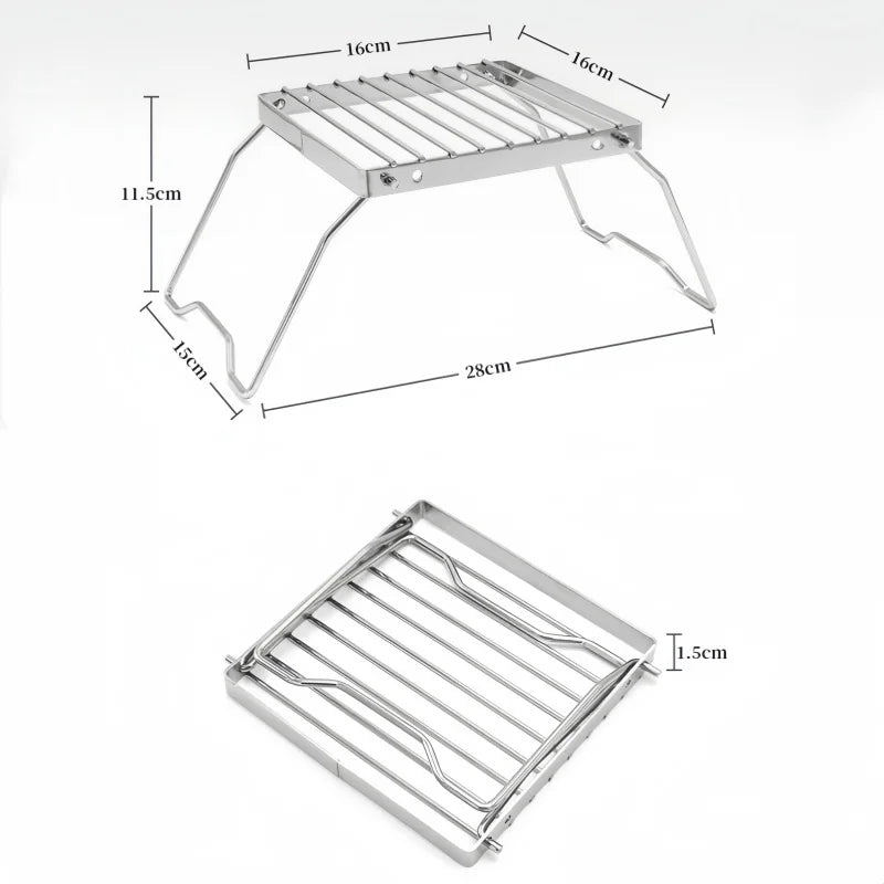 Compact Camping Stove Grill Rack & Burner – Portable Stainless Steel Outdoor Cooking Stand