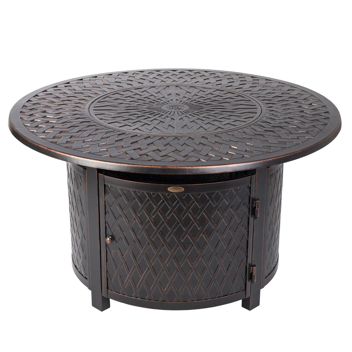 Verona 44" Round Gas Fire Pit Table – 55,000 BTU Woven Aluminum Propane Patio Table