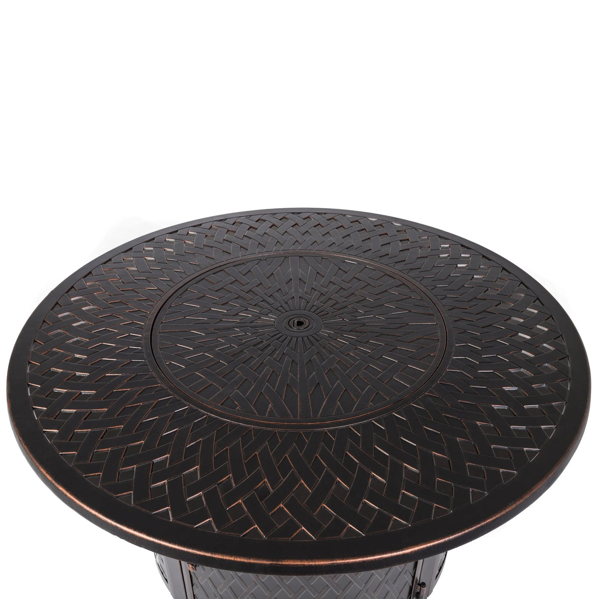 Verona 44" Round Gas Fire Pit Table – 55,000 BTU Woven Aluminum Propane Patio Table