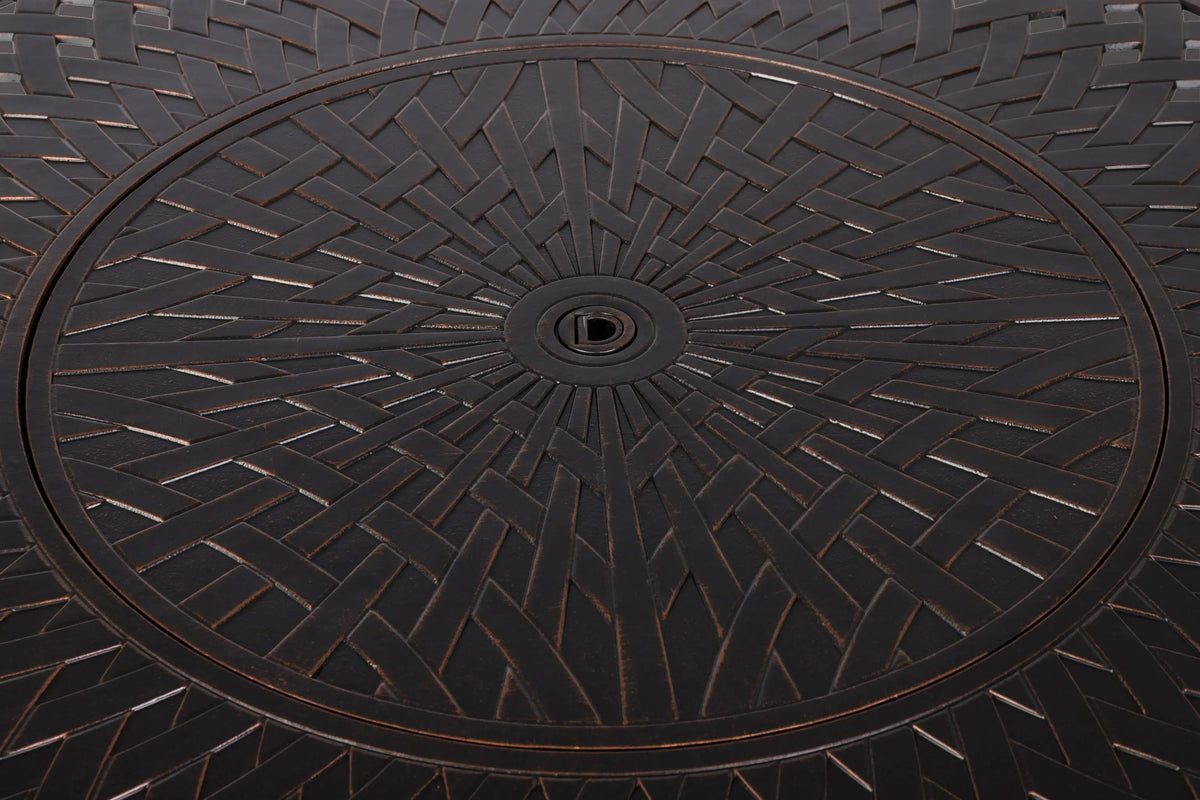 Verona 44" Round Gas Fire Pit Table – 55,000 BTU Woven Aluminum Propane Patio Table