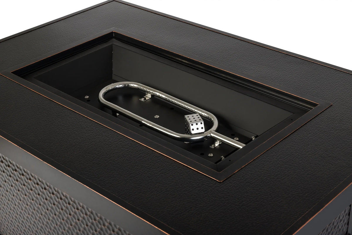 Weyland Rectangle Propane Fire Pit Table – 55,000 BTU Aluminum Gas Fire Table with Fire Glass
