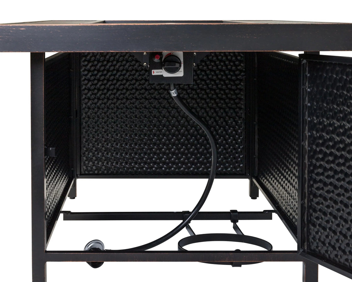 Weyland Rectangle Propane Fire Pit Table – 55,000 BTU Aluminum Gas Fire Table with Fire Glass