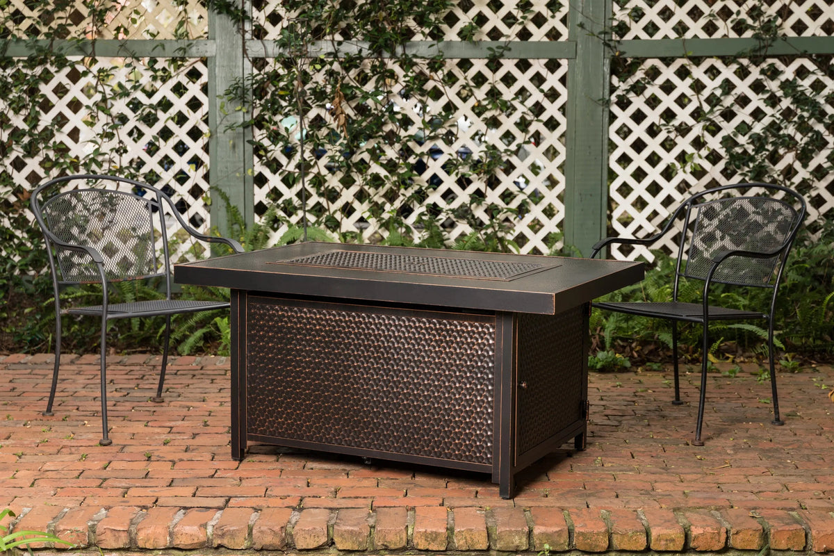 Weyland Rectangle Propane Fire Pit Table – 55,000 BTU Aluminum Gas Fire Table with Fire Glass