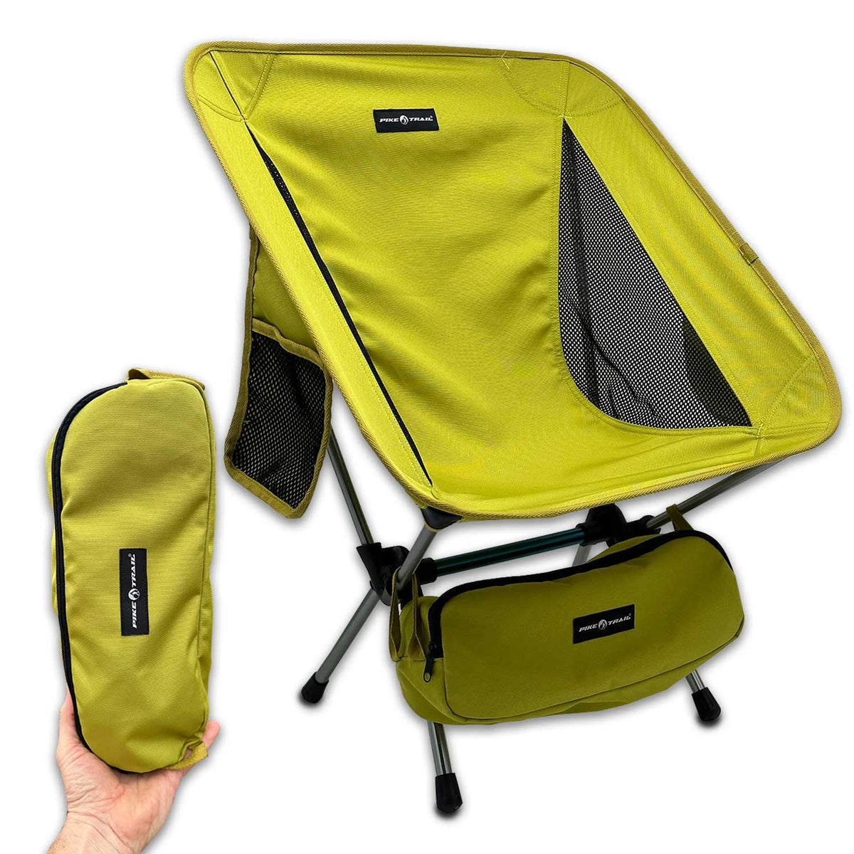 Pike Trail Ultralight Compact Camping Chair – 330 lb Capacity with Carry Bag
