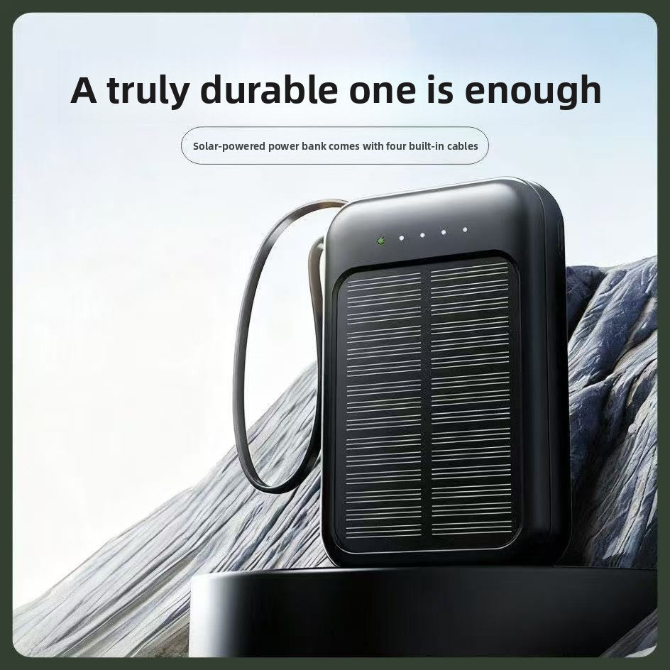Solar Power Bank 20000mAh With Built In Cable Portable Charger