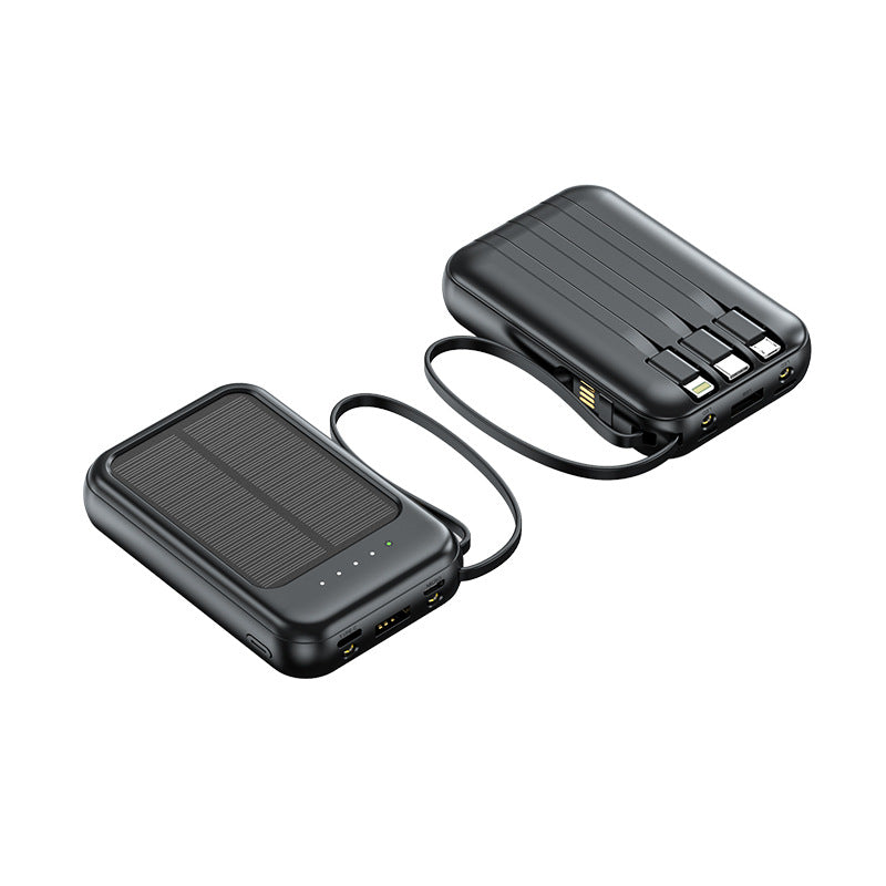 Portable Solar Power Bank With 4 Built In Cables For Outdoor Use
