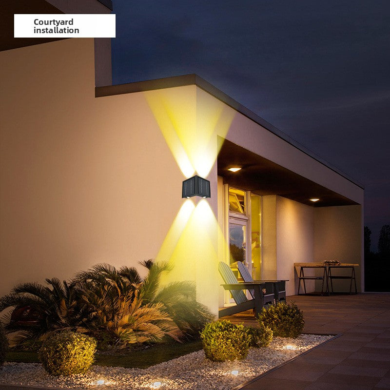 Solar Powered 90 Degree Corner Wall Light Outdoor Garden Waterproof