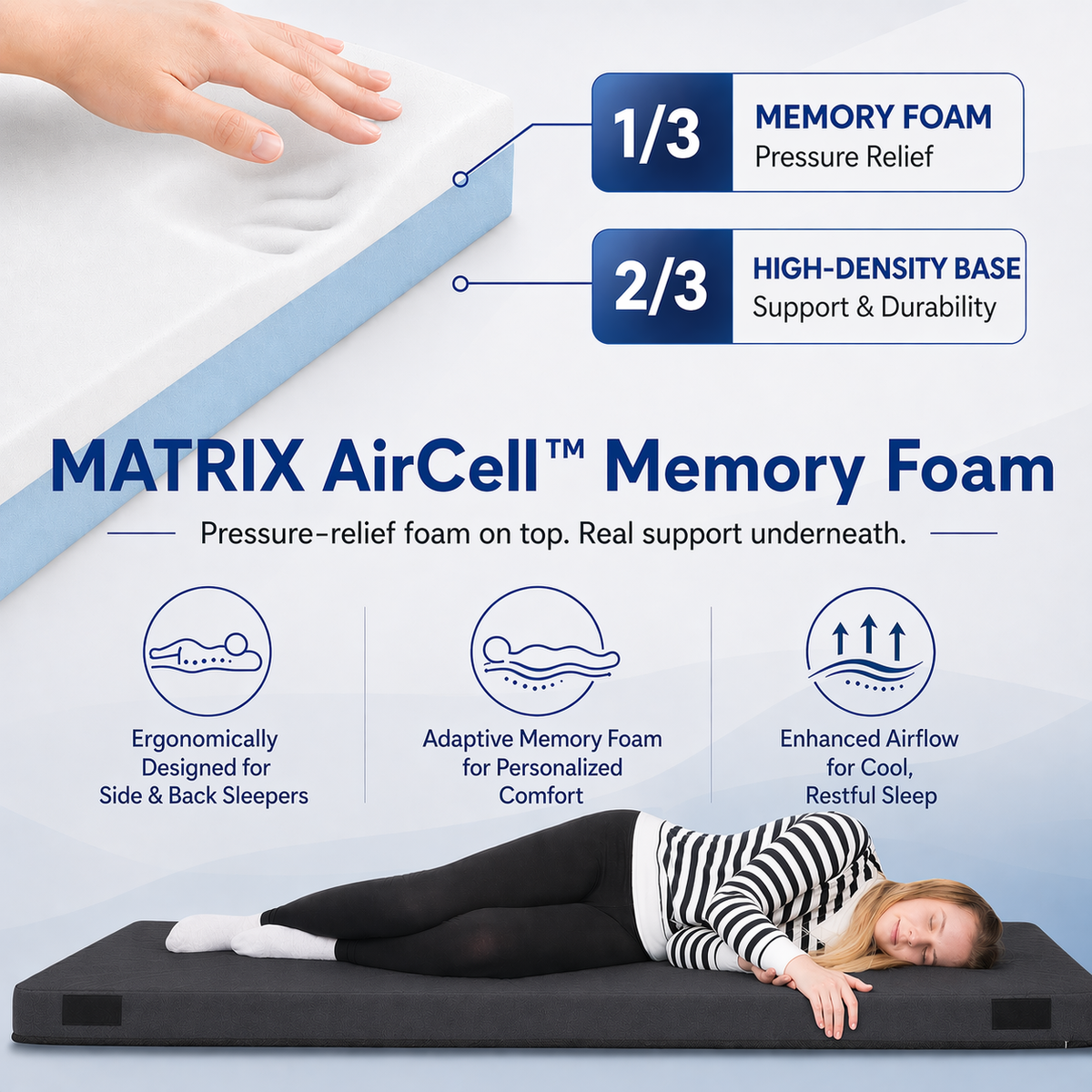 4-Inch Memory Foam Camping Mattress – Folding Waterproof Sleeping Pad