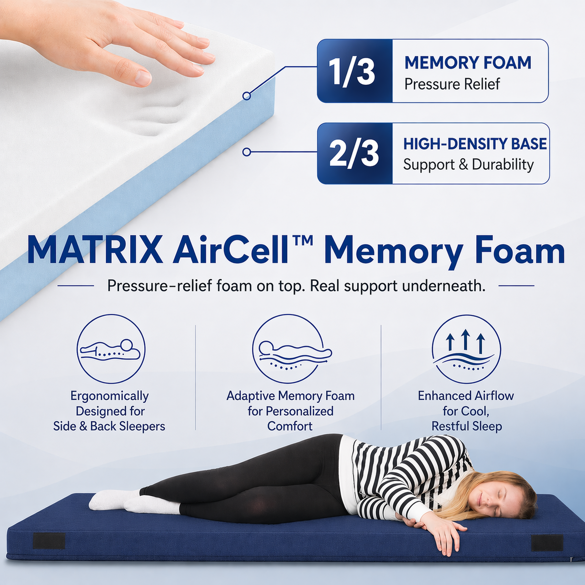 4-Inch Memory Foam Camping Mattress – Folding Waterproof Sleeping Pad