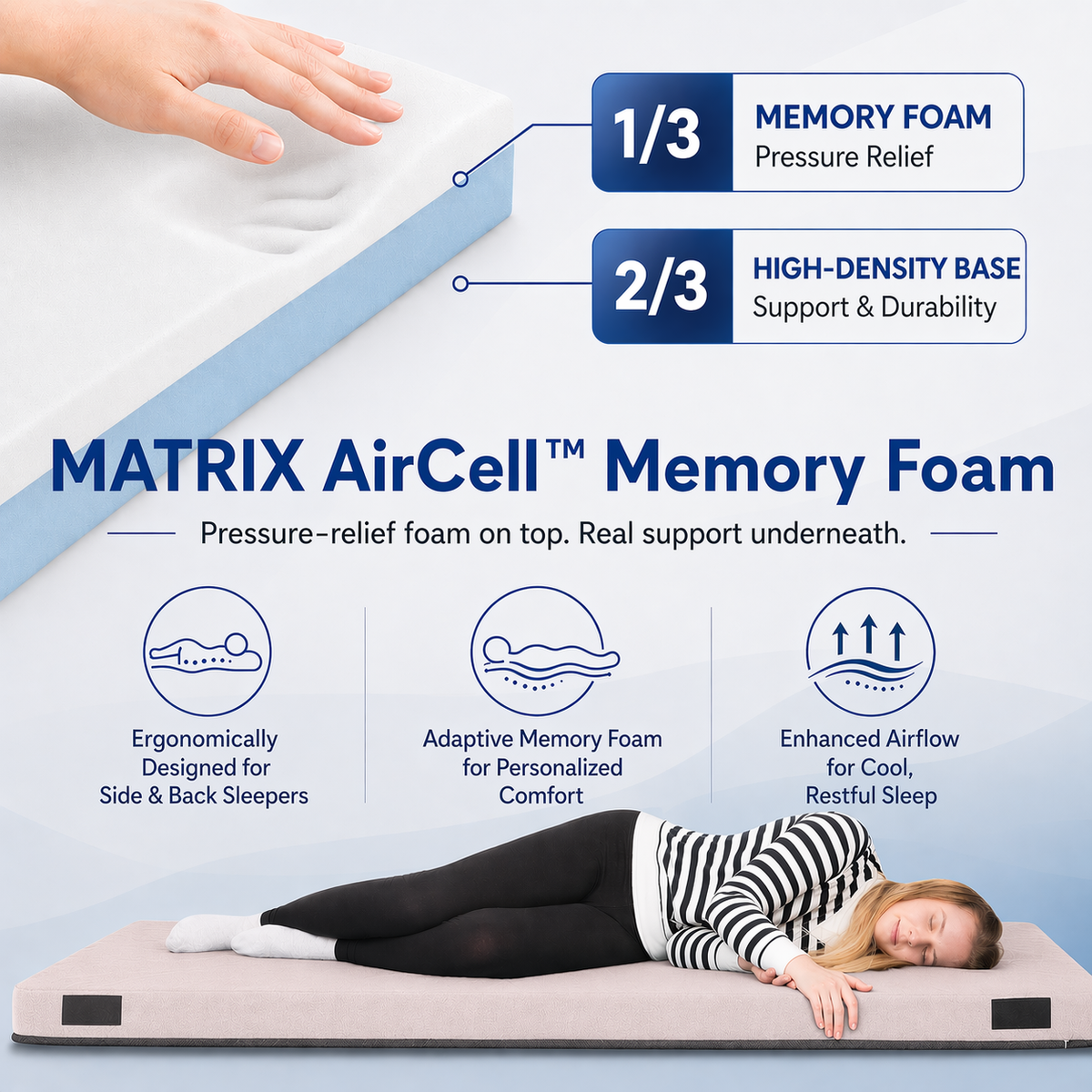 4-Inch Memory Foam Camping Mattress – Folding Waterproof Sleeping Pad