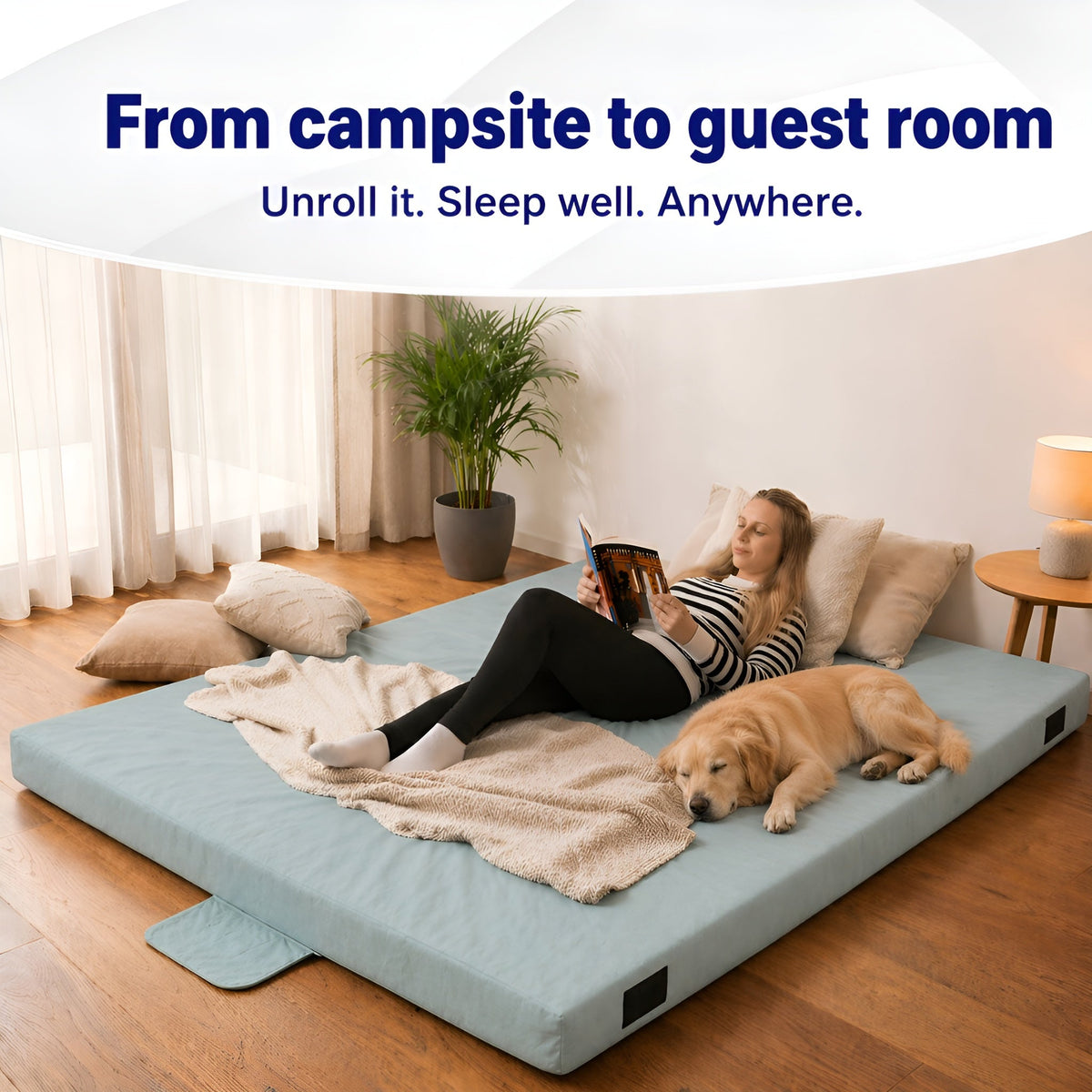 4-Inch Memory Foam Camping Mattress – Folding Waterproof Sleeping Pad