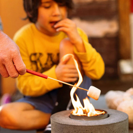 Classic Cylinder Concrete Tabletop Fire Pit with City Bonfire – Portable S’mores Campfire