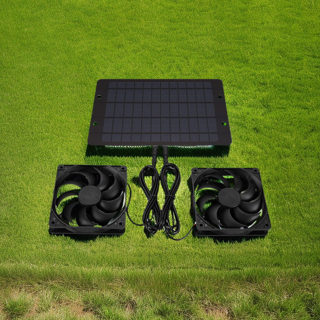 10W Solar Powered Dual Exhaust Fan For Outdoor Ventilation