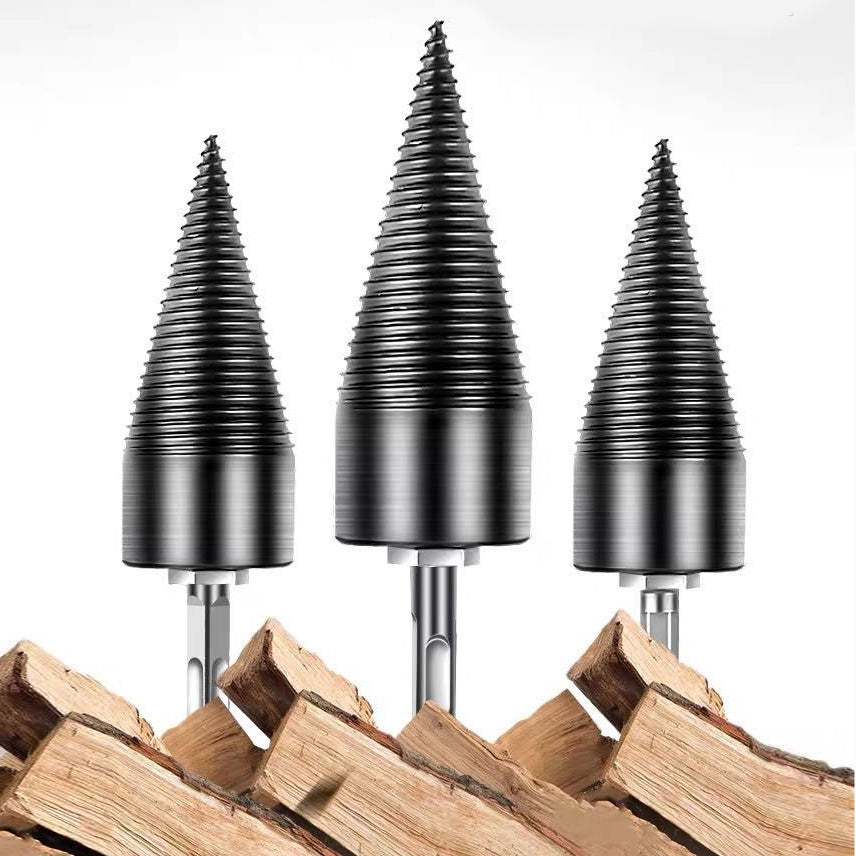 Wood Splitting Drill Bit – 32mm & 42mm Firewood Splitter with Square, Hex or Round Shank