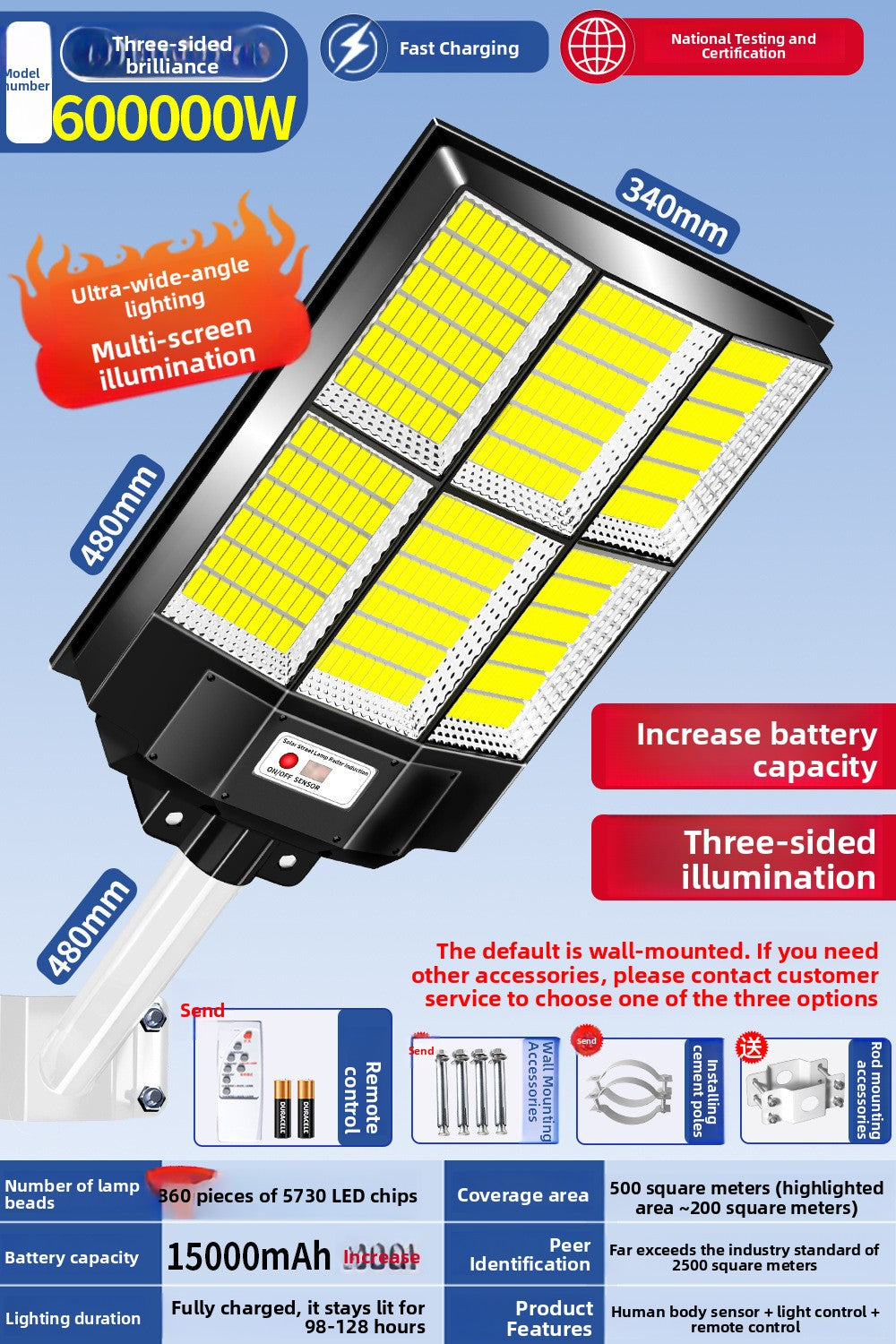 Solar Powered Outdoor Lights Super Bright Waterproof Automatic Operation