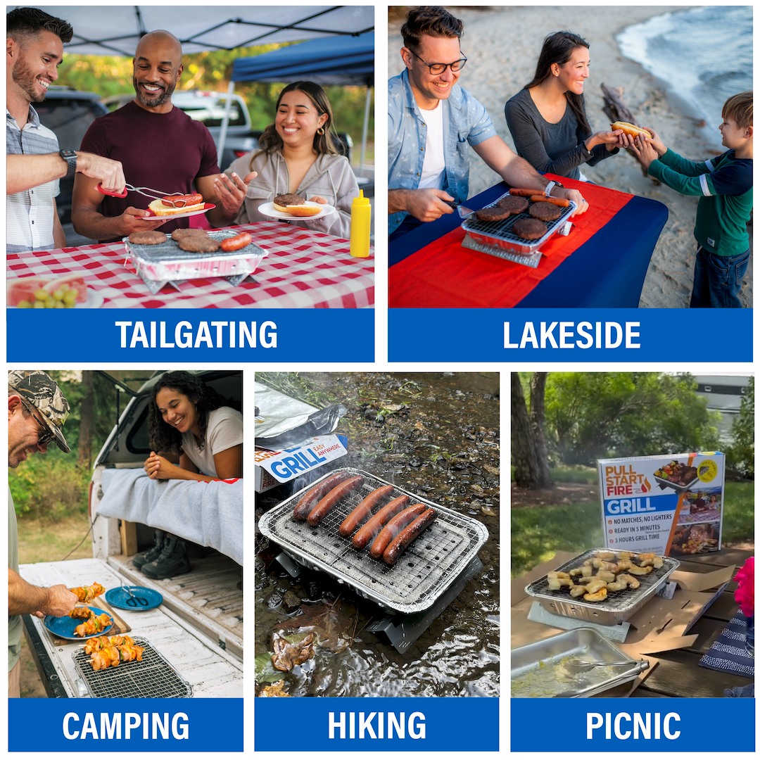 Pull Start Portable Disposable Charcoal Grill – Instant-Light Camping & Tailgating Grill